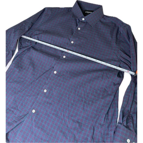 Bonobos Stretch Tailored Fit Button Up Shirt 17.5 33 Plaid Blue Purple - Picture 5 of 8